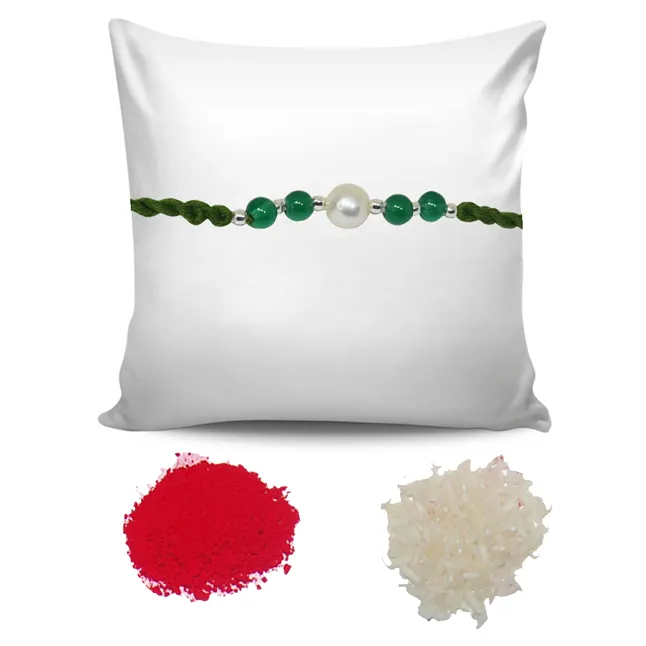 Green Onyx and Pearl Rakhi for your Brother (SNGP4)