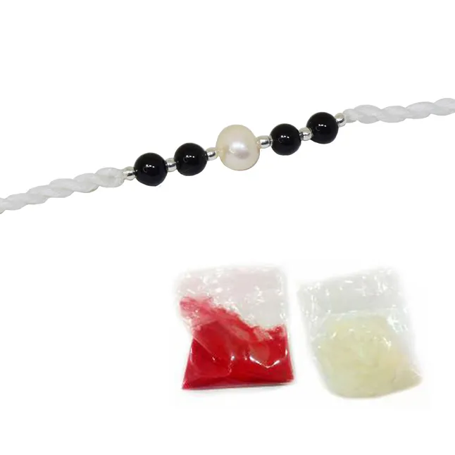 Black Onyx and Pearl Rakhi for your Brother (SNGP6)