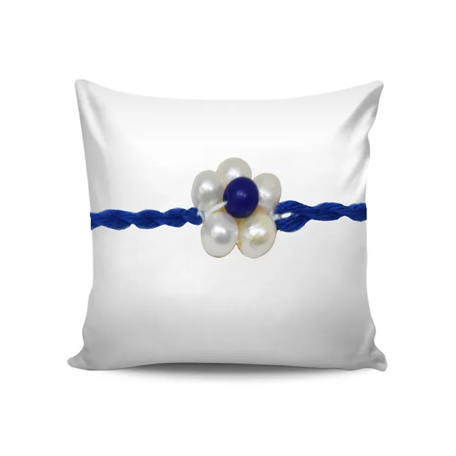 Lapiz Lazuli and Pearl Flower Shaped Rakhi for your Brother (SNGP7)