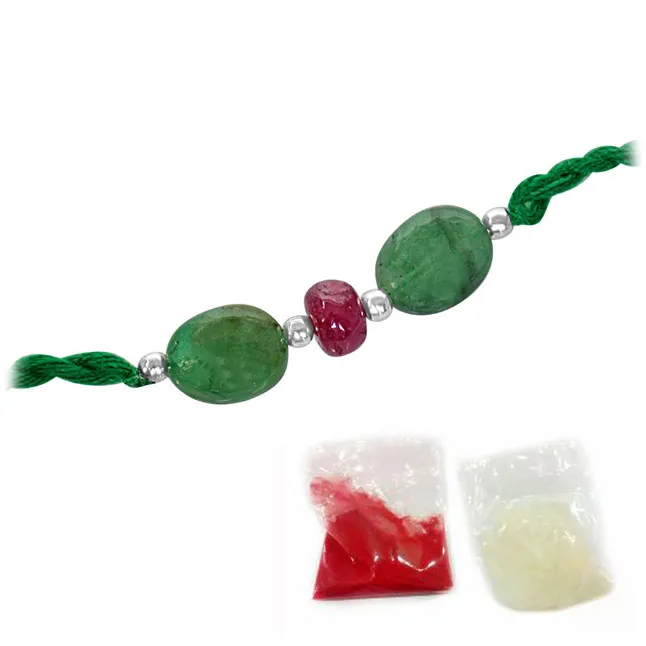 Beautiful Real Genuine Natural Emerald Rakhi (SNRE2)