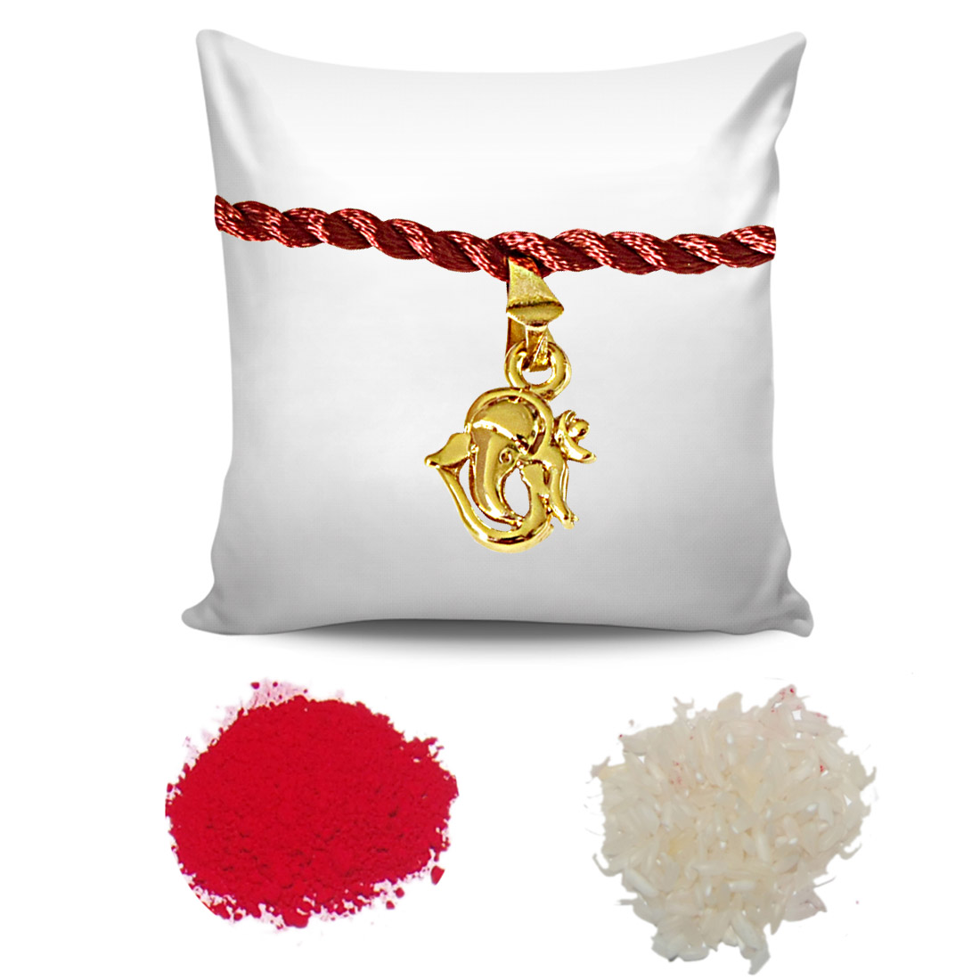 Lord Ganesh & Om Ganesh Gold Plated Religious Rakhi for Brothers (SNSH10+SNSH11)