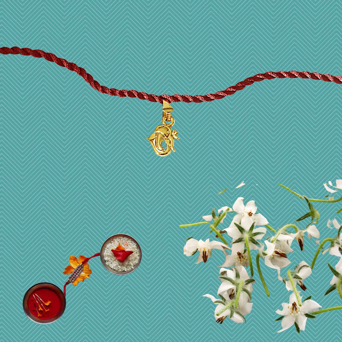 Lord Ganesh Gold Plated Religious Rakhi for Brothers (SNSH10)