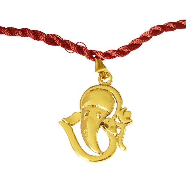 Lord Ganesh & Om Ganesh Gold Plated Religious Rakhi for Brothers (SNSH10+SNSH11)