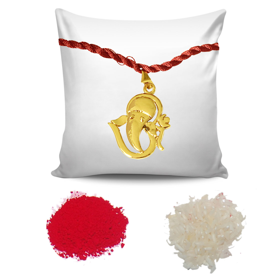 Lord Ganesh & Om Ganesh Gold Plated Religious Rakhi for Brothers (SNSH10+SNSH11)