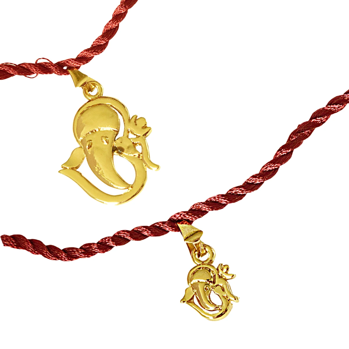 Lord Ganesh & Om Ganesh Gold Plated Religious Rakhi for Brothers (SNSH10+SNSH11)