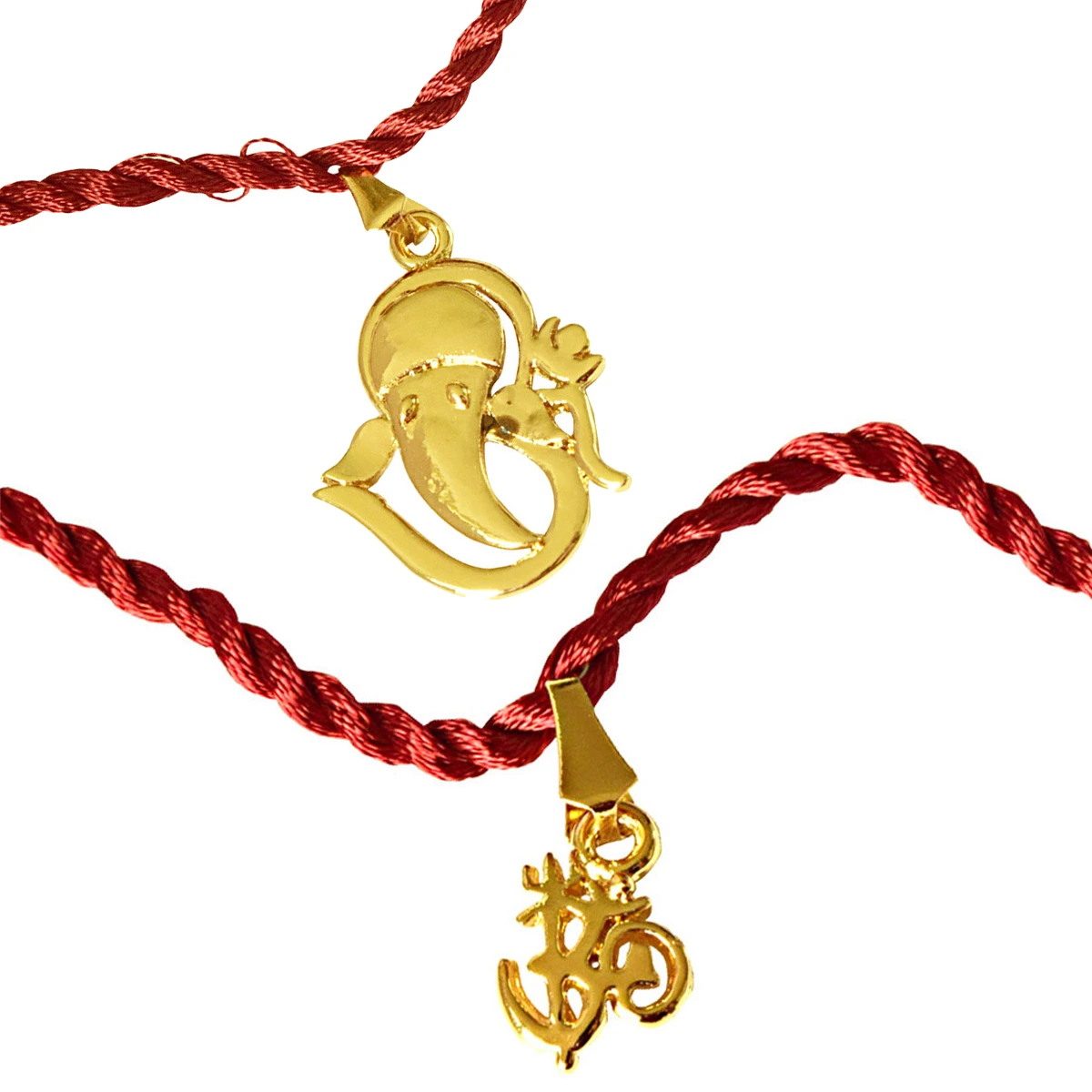 OM Trishul & Om Ganesh Gold Plated Religious Rakhi for Brothers (SNSH11+SNSH6)