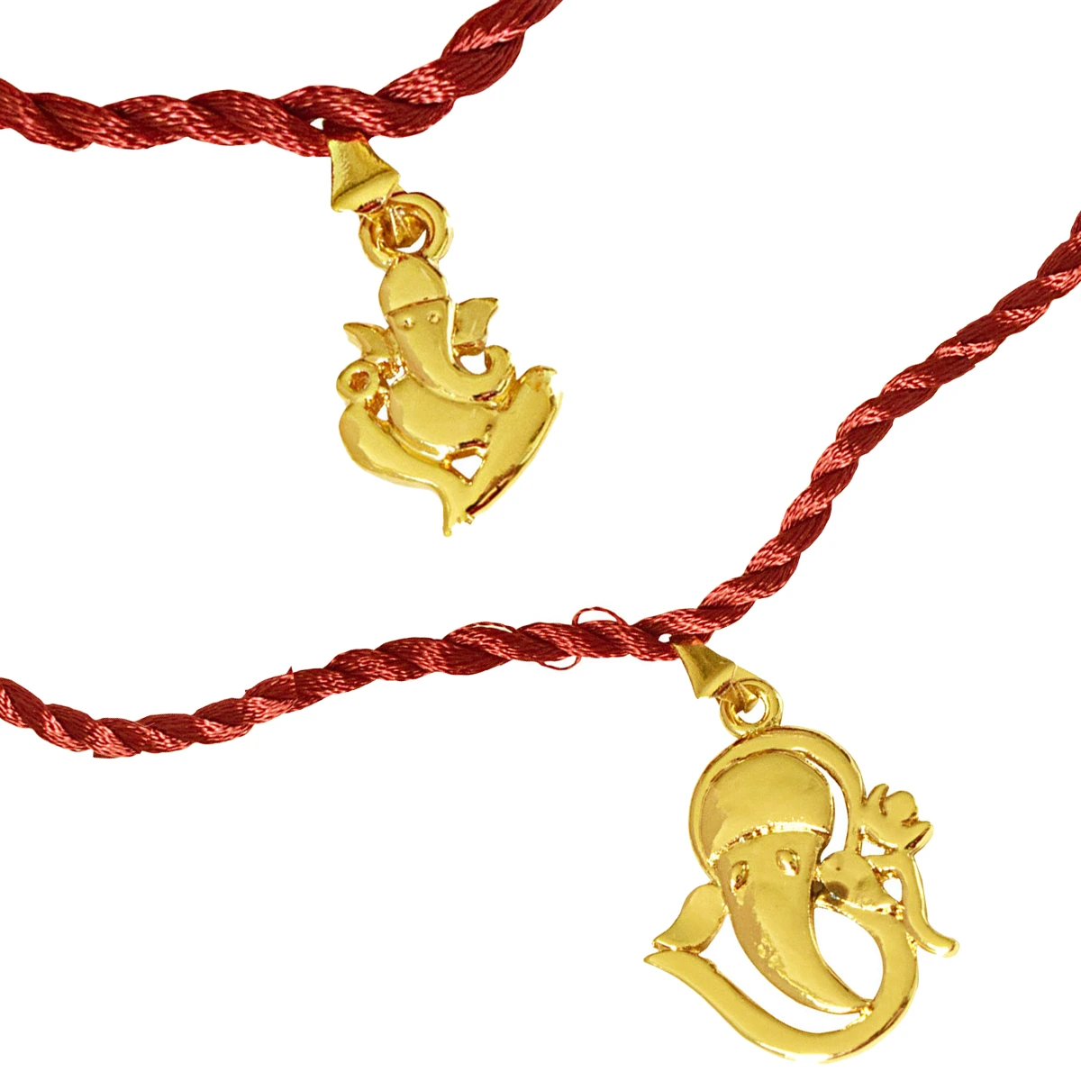 Ganesh Ganapati & Om Ganesh Religious Gold Plated Rakhi for Brothers (SNSH11+SNSH8)