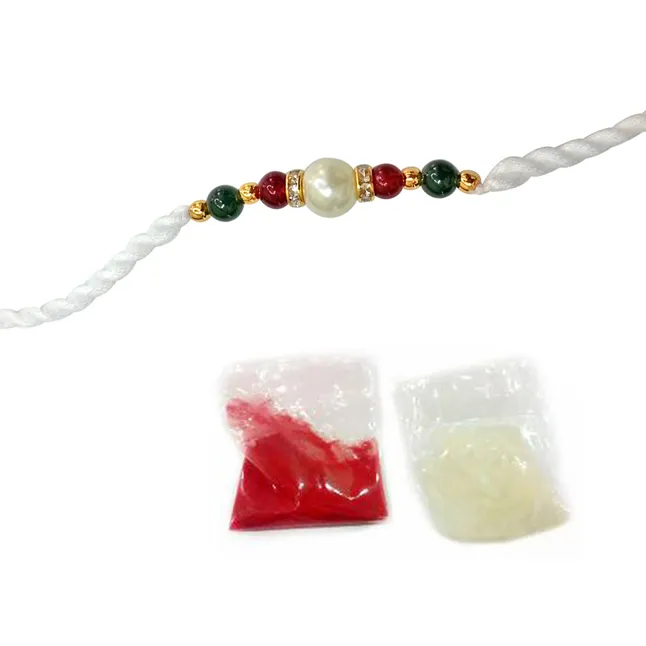 Shell Pearl & Coloured Stone Rakhi for Brothers (SNSH1)