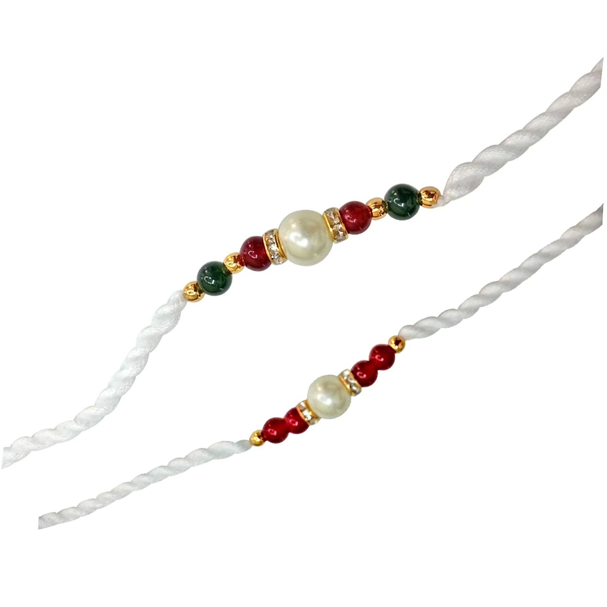 Shell Pearl & Coloured Stone Rakhi for Brothers (SNSH1+SNSH2)