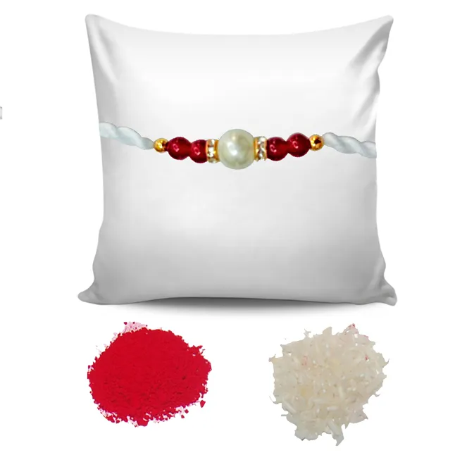 Shell Pearl & Red Coloured Stone Rakhi for Brothers (SNSH2)
