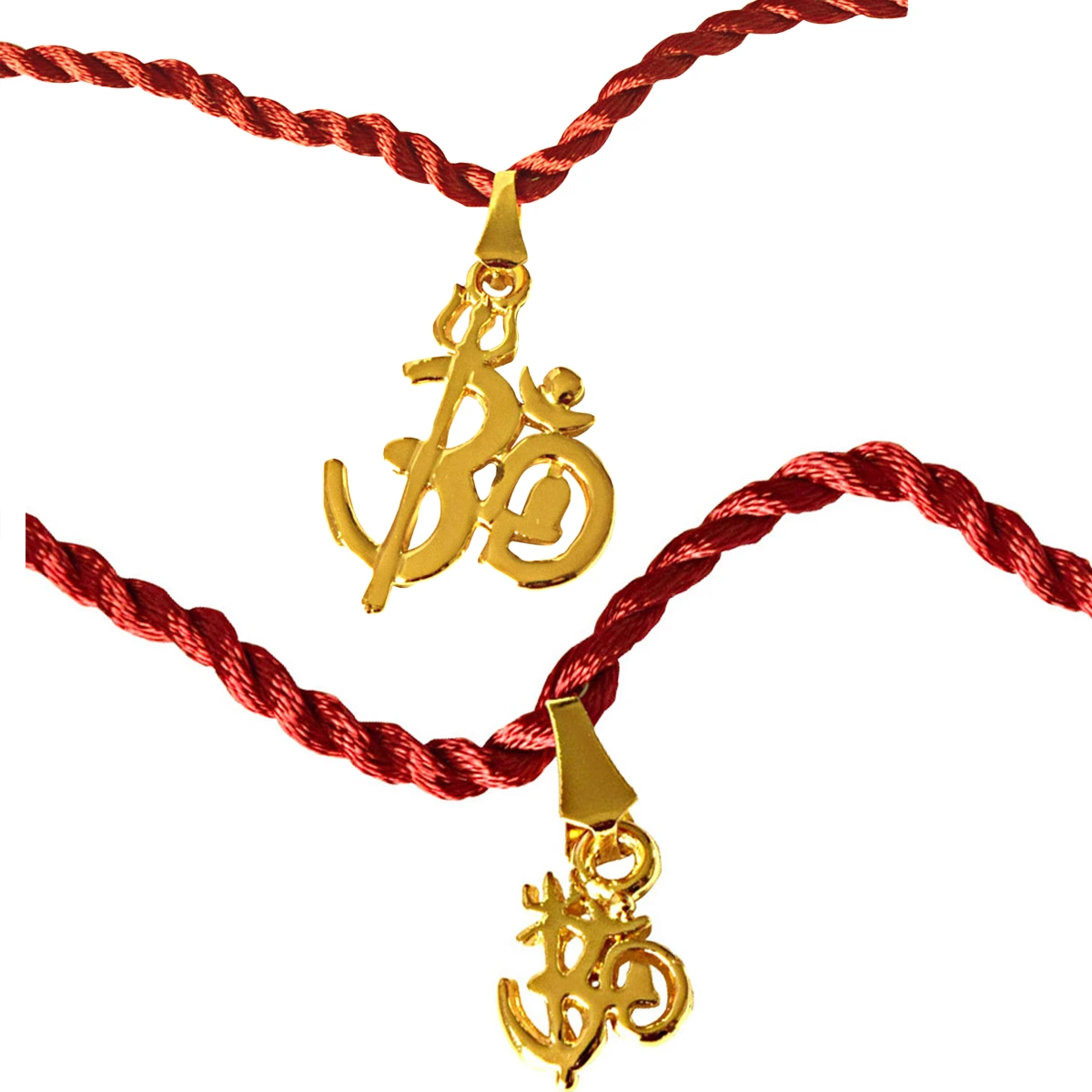 OM Shivay Trishul Gold Plated Religious Rakhi for Brothers (SNSH5+SNSH6)