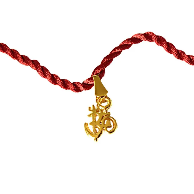 OM Shivay Trishul Gold Plated Religious Rakhi for Brothers (SNSH5+SNSH6)