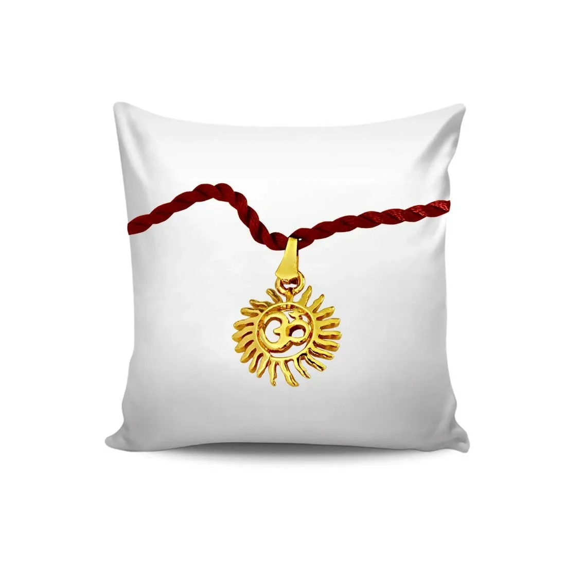 Sun Filled Rays Om Gold Plated Religious Rakhi for Brothers (SNSH7)