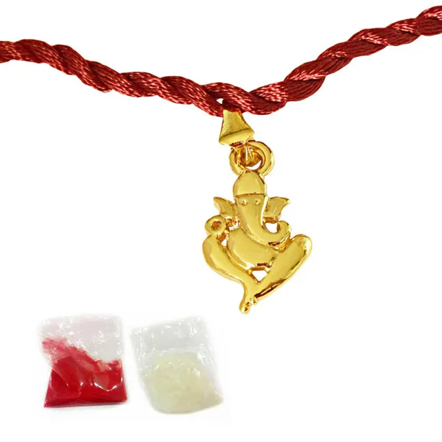 Ganesh Ganapati Religious Gold Plated Rakhi for Brothers (SNSH8)