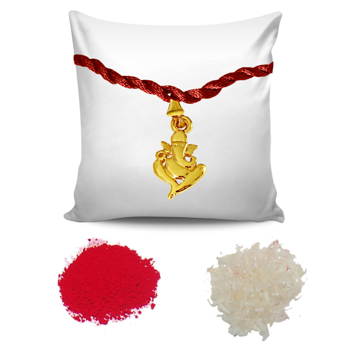 Ganesh Ganapati & Om Trishul Religious Gold Plated Rakhi for Brothers (SNSH8+SNSH9)