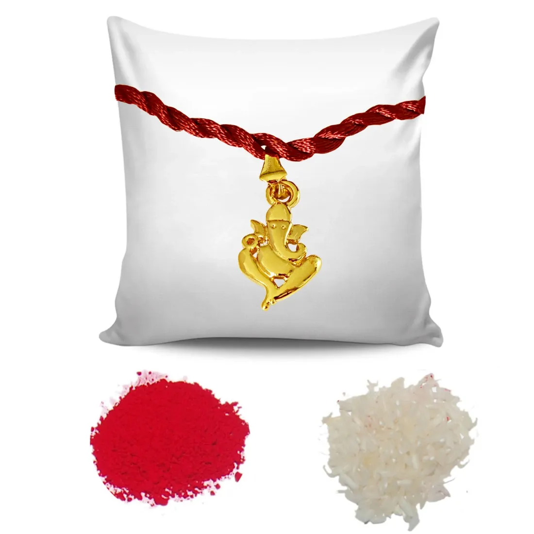 Ganesh Ganapati Religious Gold Plated Rakhi for Brothers (SNSH8)