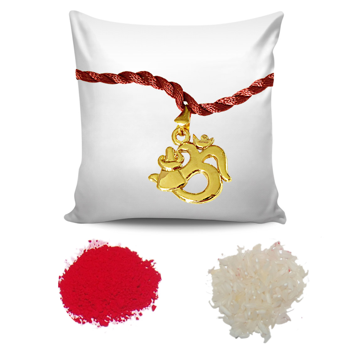 Ganesh Ganapati & Om Trishul Religious Gold Plated Rakhi for Brothers (SNSH8+SNSH9)