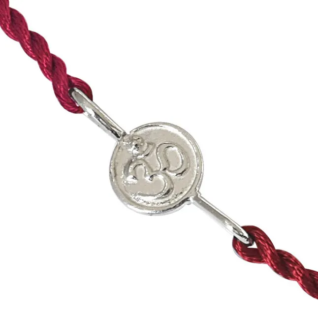 OM Shaped Sterling Silver Rakhi for Brothers (SNSR1)