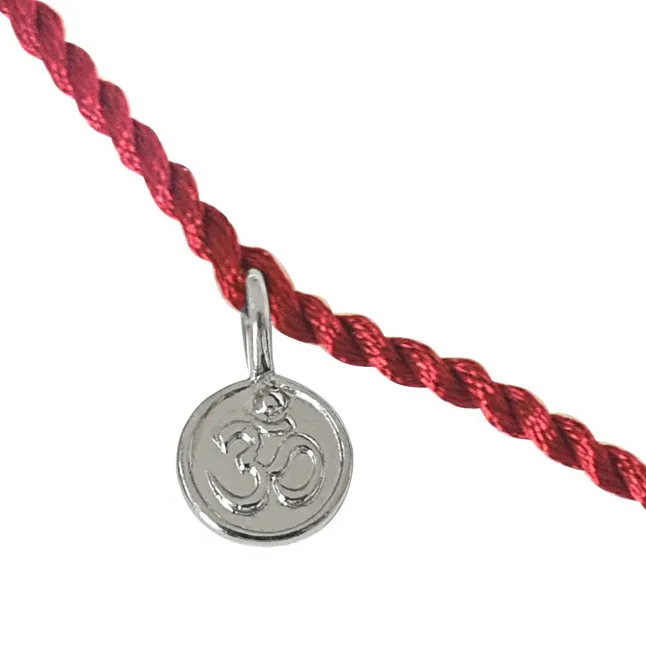 OM Shaped Sterling Silver Rakhi for Brothers (SNSR10)