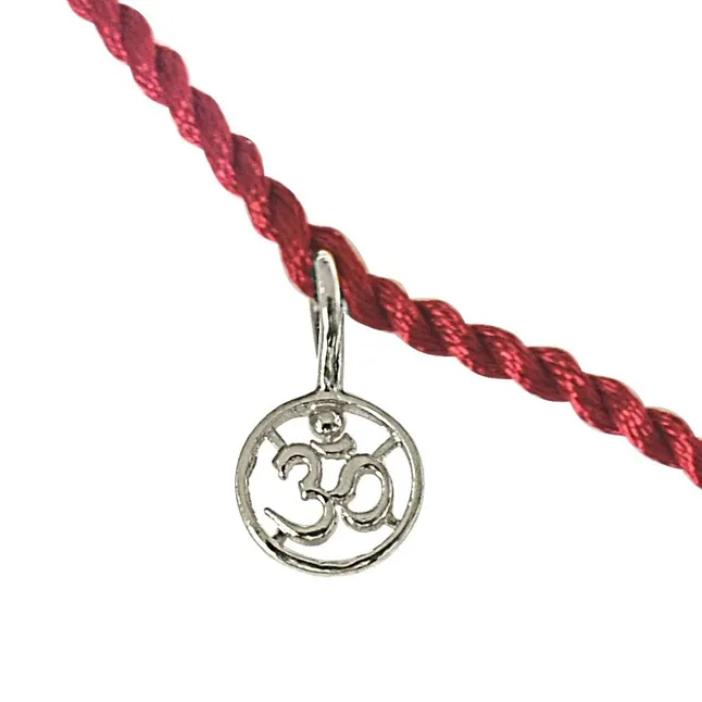 Delicate OM Shaped Sterling Silver Rakhi for Brothers SNSR11