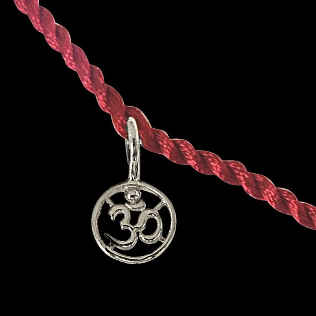 Delicate OM Shaped Sterling Silver Rakhi for Brothers SNSR11