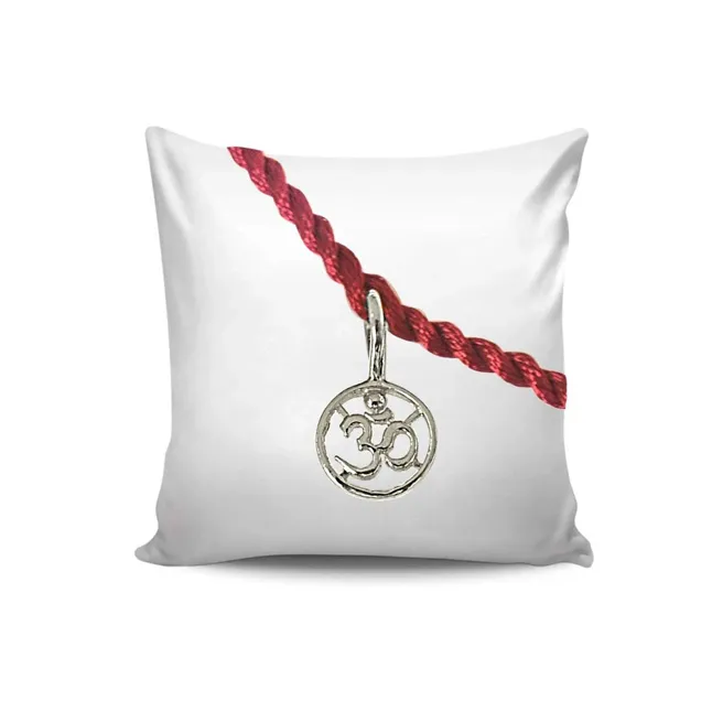 Delicate OM Shaped Sterling Silver Rakhi for Brothers SNSR11