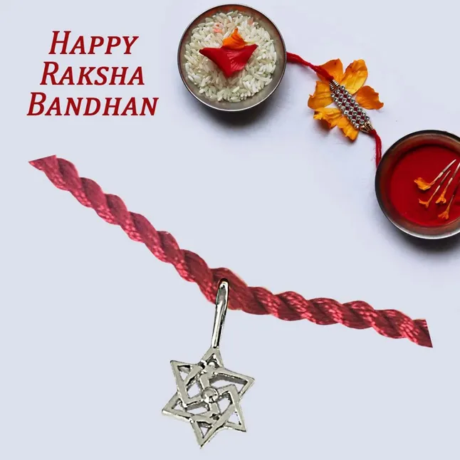 Shatkonam Swastik Sterling Silver Rakhi for Brothers (SNSR12)