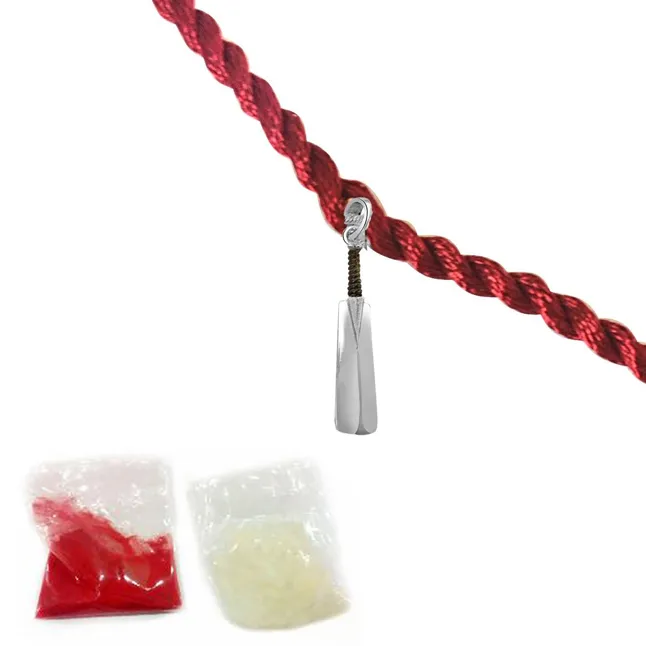 Cricket Bat Sterling Silver Rakhi for Brothers (SNSR18)