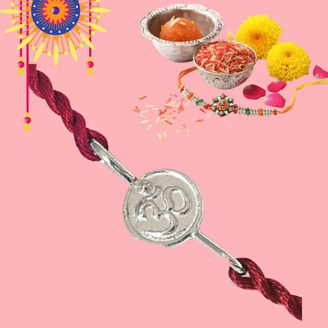 OM Shaped Sterling Silver Rakhi for Brothers (SNSR1)