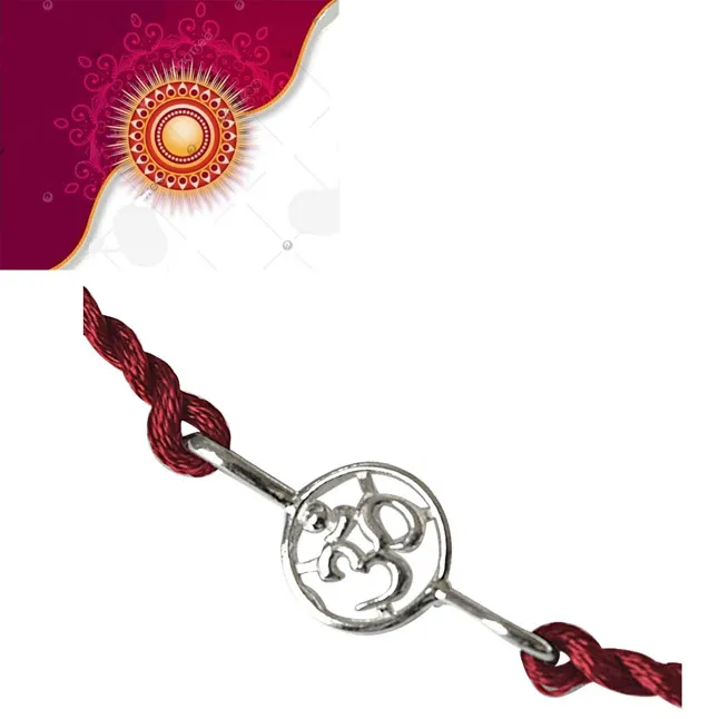 Delicate OM Shaped Sterling Silver Rakhi for Brothers (SNSR2)