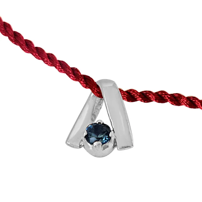 Blue Topaz Sterling Silver Rakhi for Brothers (SNSR47)