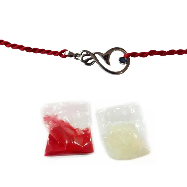 Real Blue Sapphire Sterling Silver Rakhi for Brothers (SNSR58)