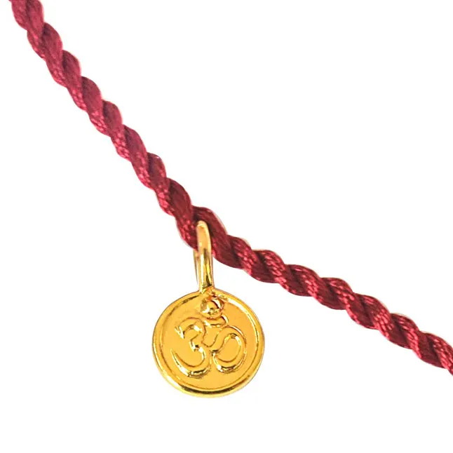 Gold Plated OM Shaped Sterling Silver Rakhi for Brothers (SNSR6)