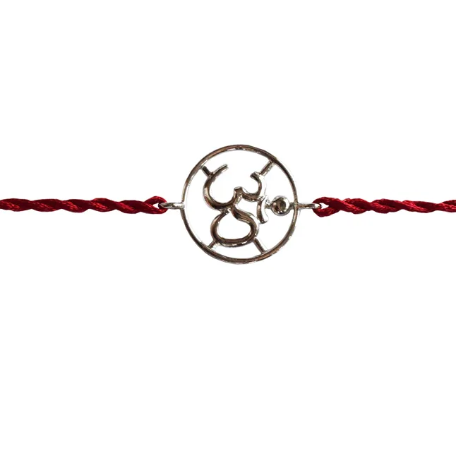 Big OM Shaped Sterling Silver Rakhi for Brothers (SNSR65)