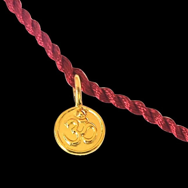 Gold Plated OM Shaped Sterling Silver Rakhi for Brothers SNSR6