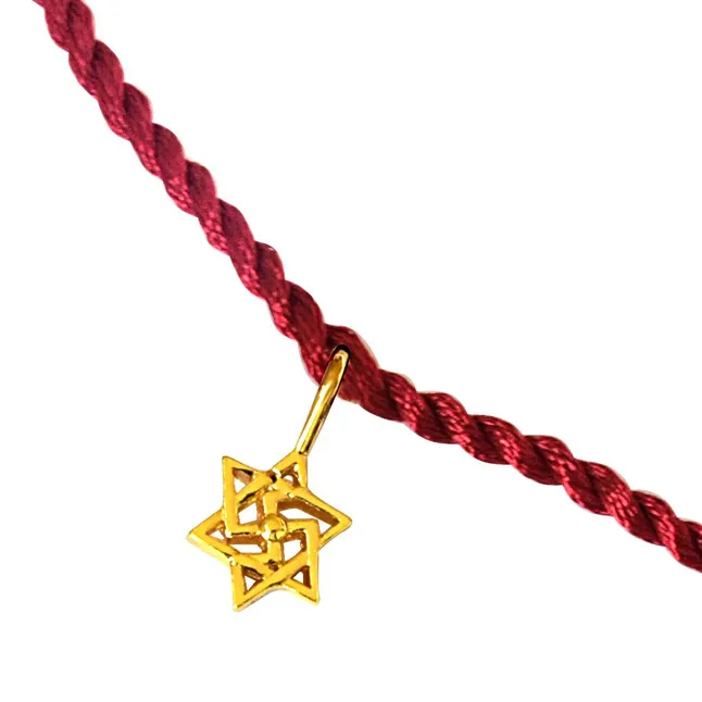 Shatkonam Swastik Gold Plated Sterling Silver Rakhi for Brothers (SNSR8)