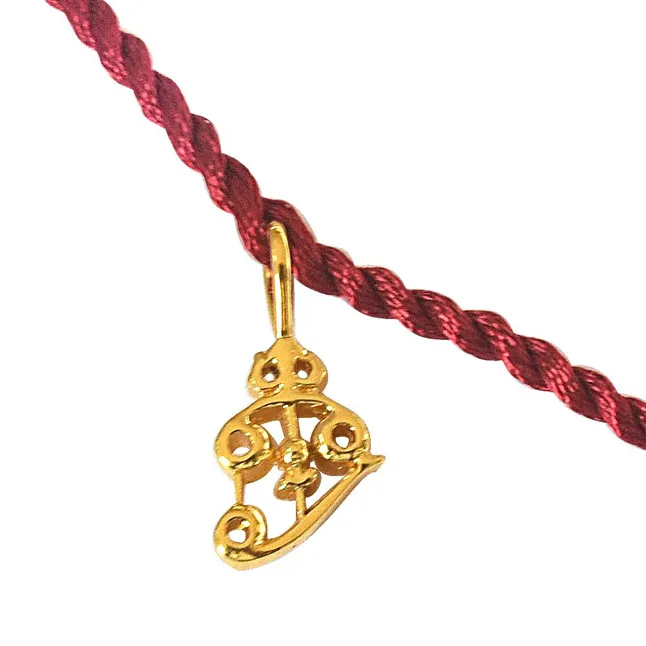 Trishul Shaped Gold Plated Sterling Silver Rakhi for Brothers (SNSR9)