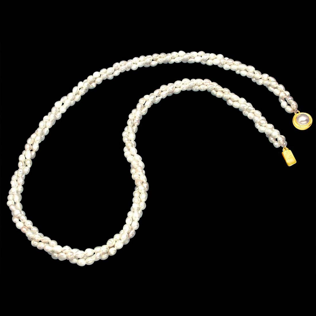 Scintillation - 3 Line Twisted Rice Pearl Necklace for Women (SP101)