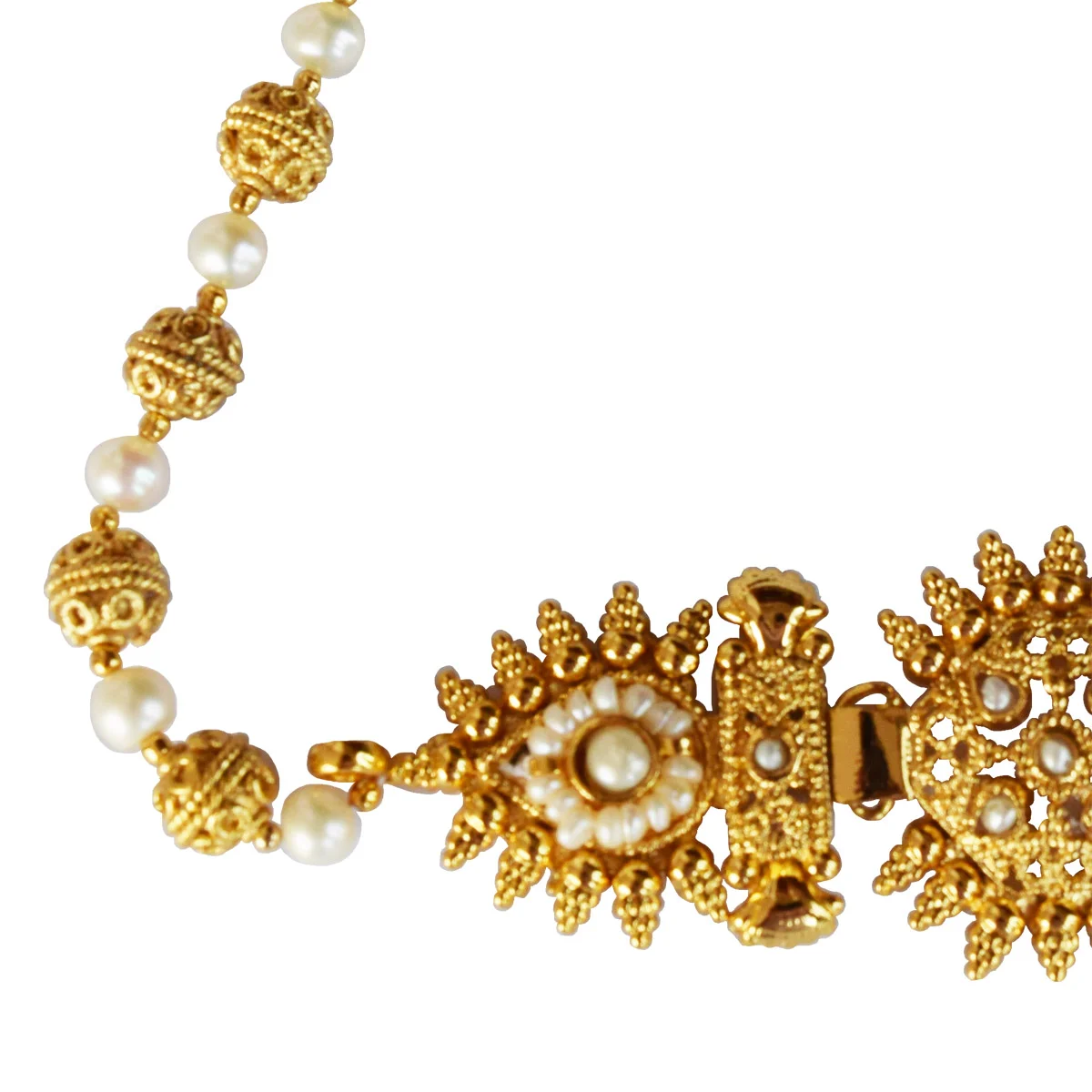 Gold Plated Pendant & Real Freshwater Pearl Choker Necklace (SP120)