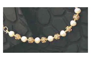 Gold Plated Pendant & Real Freshwater Pearl Choker Necklace (SP120)