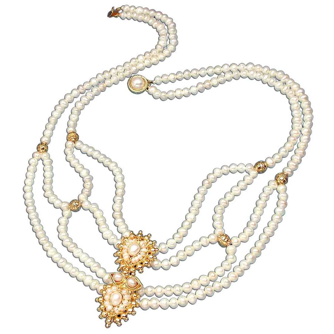 Poise - Gold Plated Pendant & Real Freshwater Pearl Necklace for Women (SP225)