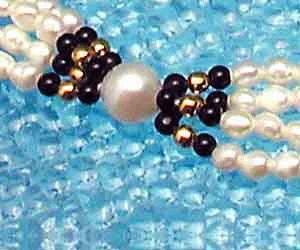 Indulgence - 4 Line Real Pearl & Black Onyx Beads Necklace (SP251)