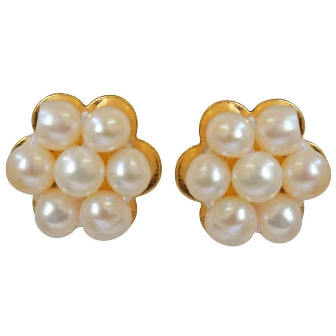 Traditional Real Freshwater Pearl & Gold Plated Kuda Jodi Earrings for Women (SP296)