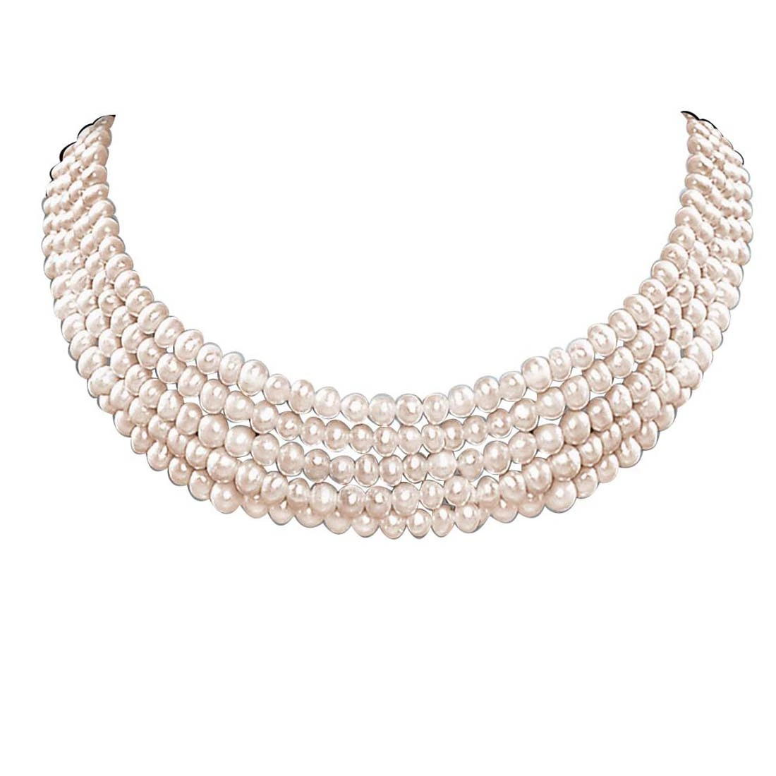 5 Line Real Freshwater Pearl Choker Necklace (SP77)