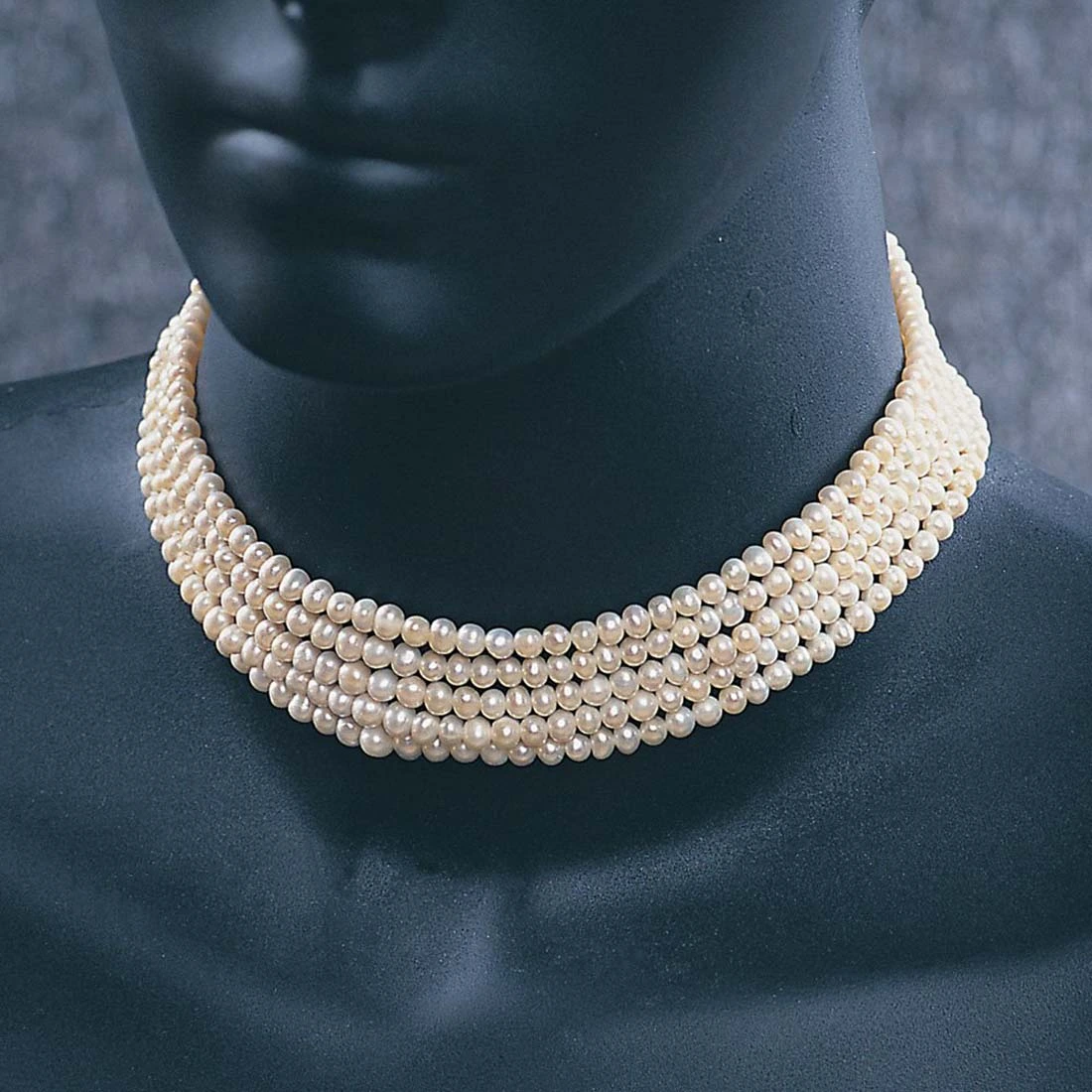 5 Line Real Freshwater Pearl Choker Necklace (SP77)