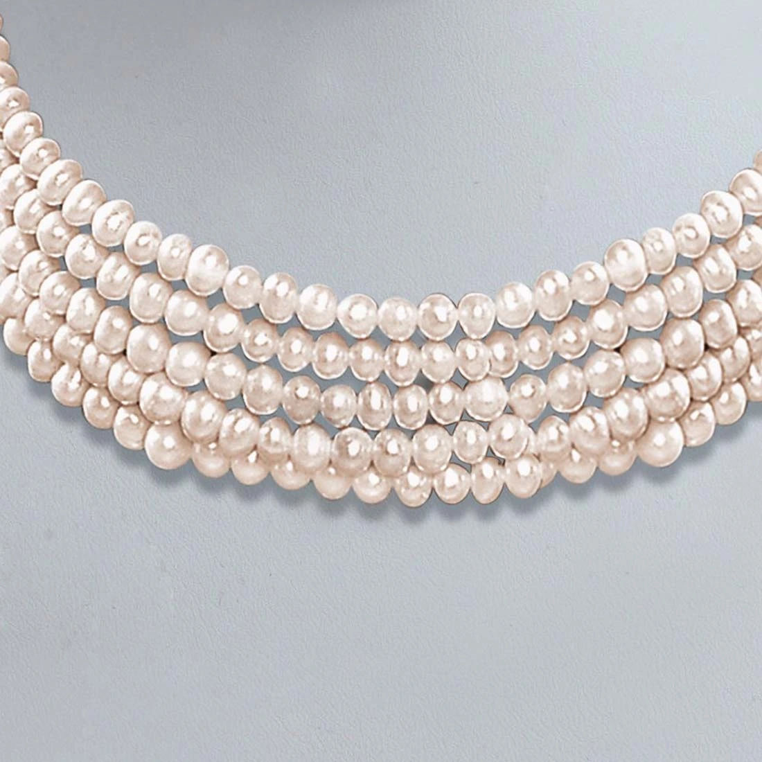 5 Line Real Freshwater Pearl Choker Necklace (SP77)