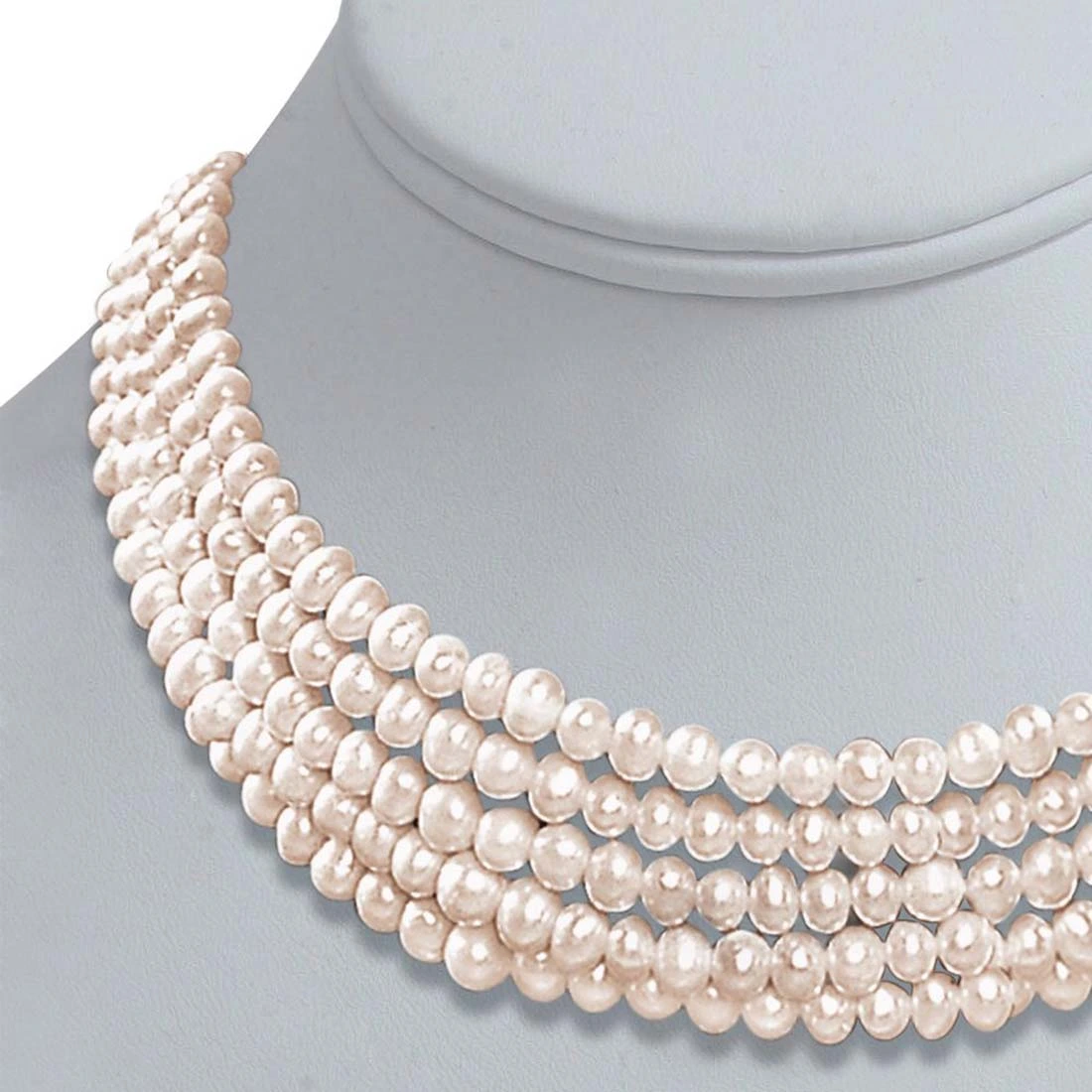 5 Line Real Freshwater Pearl Choker Necklace (SP77)