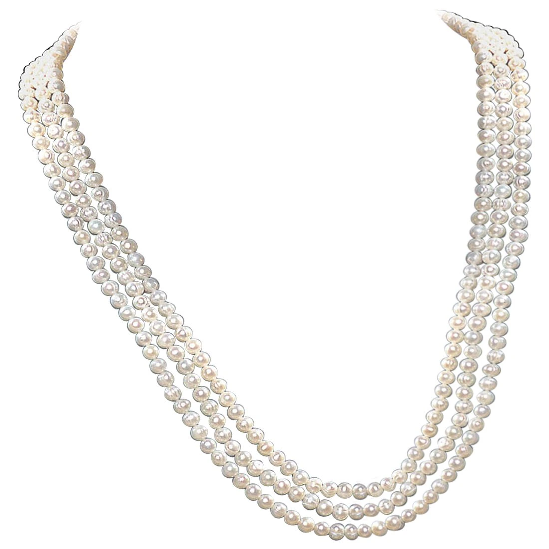 Real Pearl Melody of life - 3 Line Real Freshwater Pearl Necklace for Women (SP78)