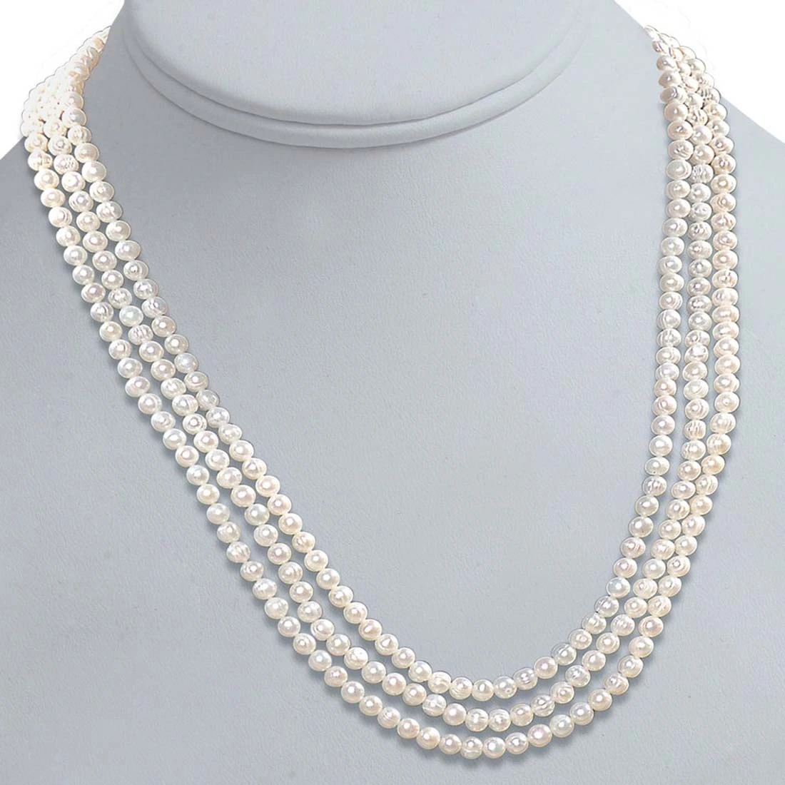 Real Pearl Melody of life - 3 Line Real Freshwater Pearl Necklace for Women (SP78)