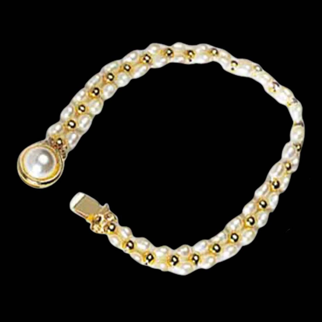 Hypnotize - Real Freshwater Pearl & Gold Plated Beads Necklace, Bracelet & Earring Set for Women (SP84)